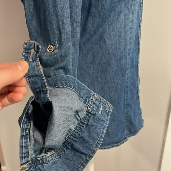 American Eagle American Blue Premium Denim 100% Cotton long sleeve top EUC - S - Picture 8 of 13